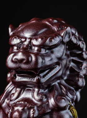 陶瓷摆件复古釉狮子一对