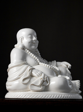 陶瓷摆件坐蒲团布袋和尚