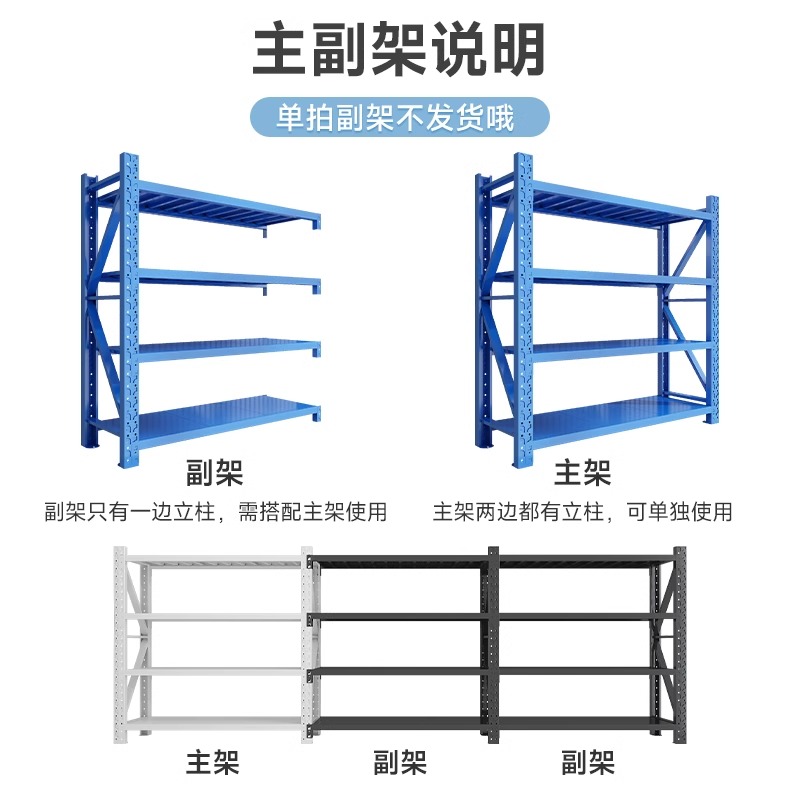 钢制货架多层置物架商用储物架快递超市货物架车库储藏室承重货架-图3