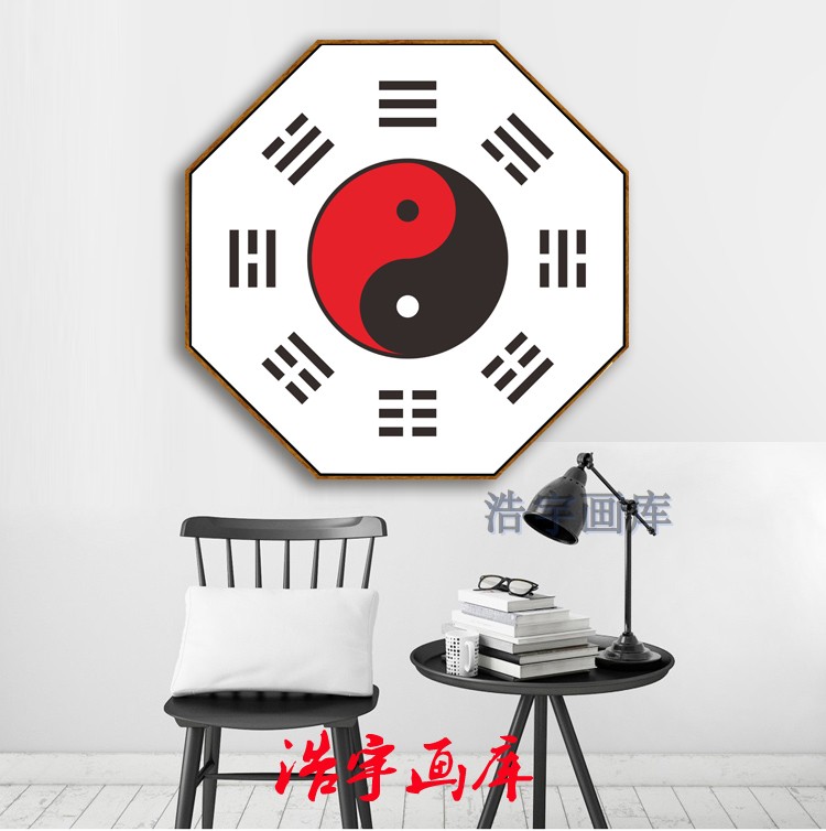 新款易经周易先天八卦图太极图风水镇宅客厅书房创意八边形装饰画 - 图0