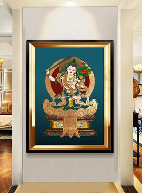 网红红色唐卡装饰画客厅玄关挂画释迦牟尼佛观世音文殊菩萨中堂供
