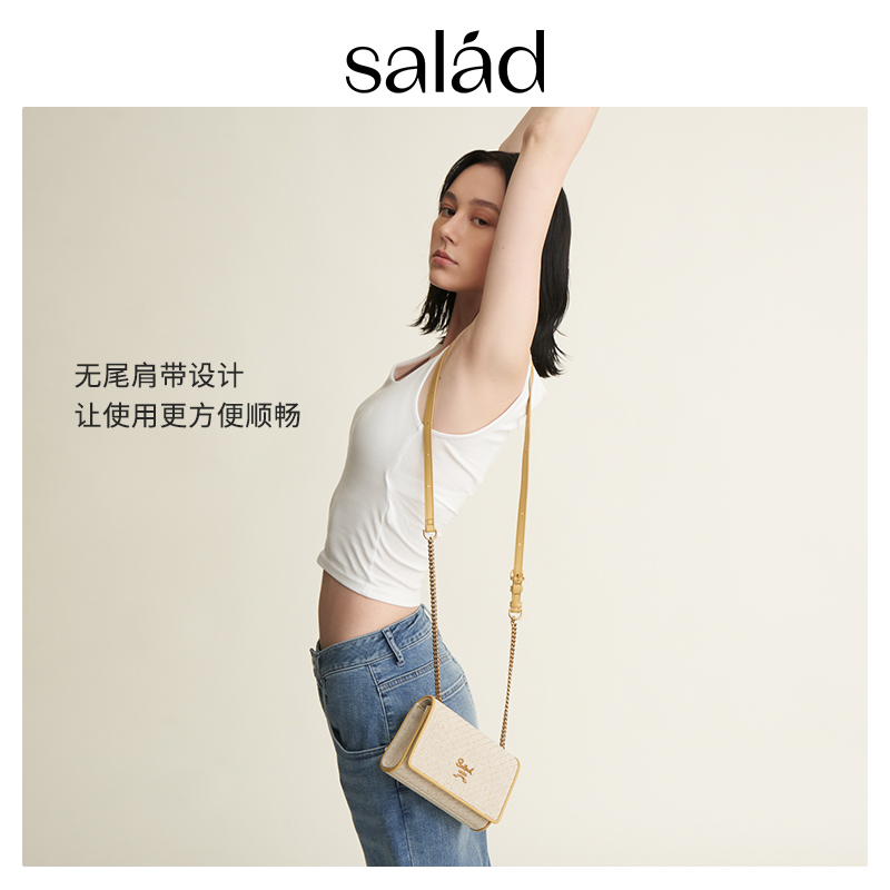 【官方正品】Salad 小方包时尚百搭女士信封包链条斜挎包香港帆布 - 图1