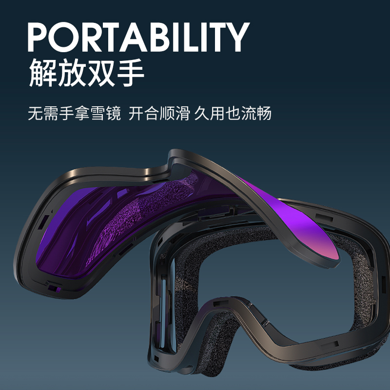乐凯奇翻盖滑雪眼镜护目镜女款双层防雾透气近视登山滑雪镜装备男 - 图3