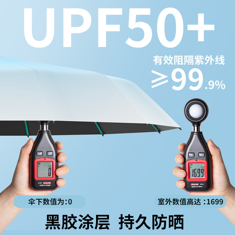 高颜值雨伞渐变女生太阳伞防晒全自动晴雨两用黑胶遮阳伞