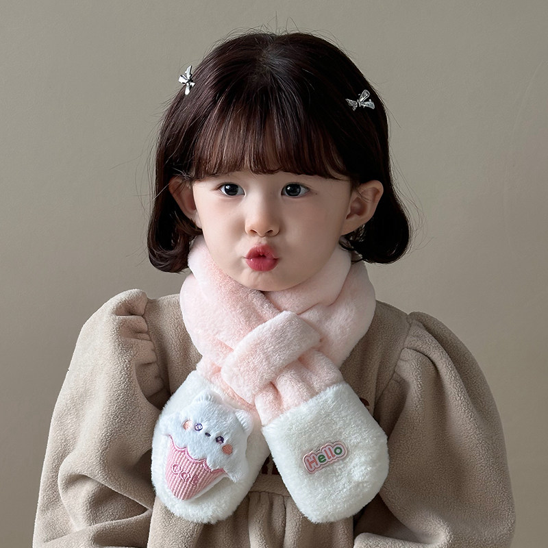儿童围巾男女童超萌可爱毛毛绒保暖兔毛婴儿韩版卡通冬季宝宝围脖,淘宝优惠券,粉丝福利购,淘宝优惠卷