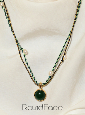 RoundFace诗篇系列绿⾊琉璃⽯⽴体项链⼿⼯礼物
