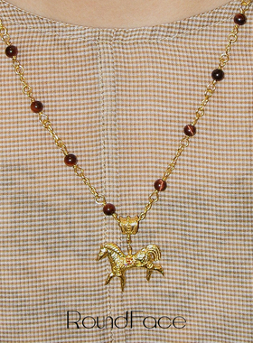 RoundFace炼⾦天⻢系列⾦⾊⽴体串珠项链新年⼿⼯礼