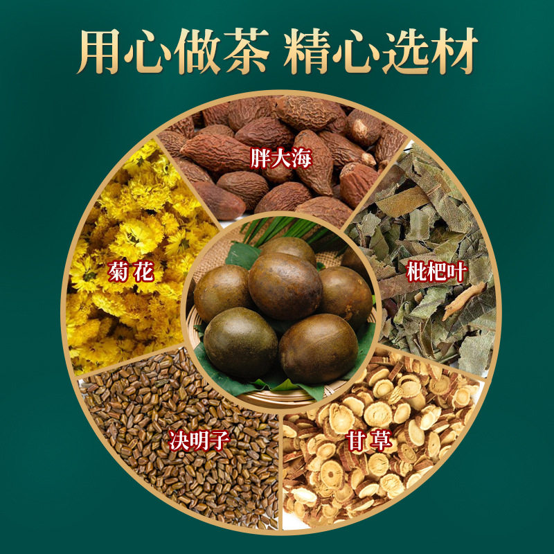 玉叶金花胖大海罗汉果菊花茶120g盒装决明子甘草枇杷叶组合养生茶_虎窝淘