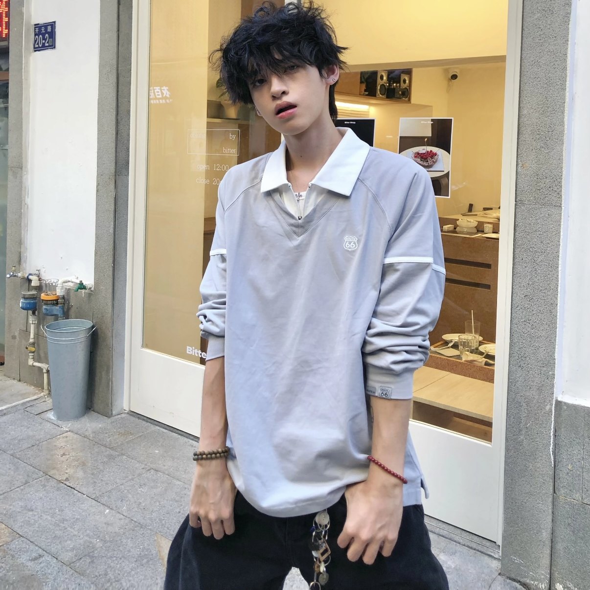 66号公路假两件卫衣秋季男女纯棉长袖学院风polo衫翻领情侣上衣,淘宝优惠券,粉丝福利购,淘宝优惠卷