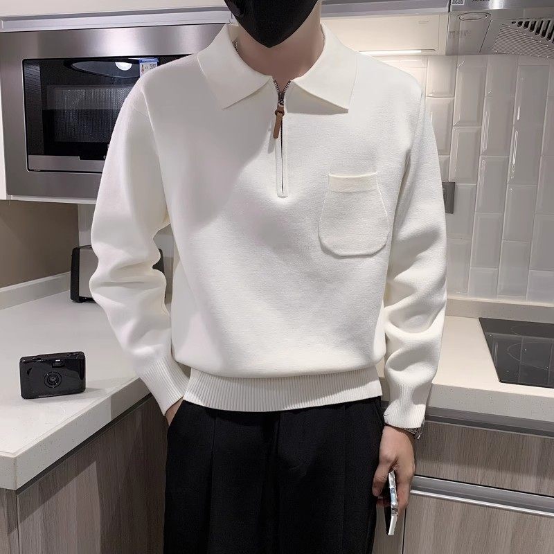 春秋季翻领针织卫衣男青年高级感冬季半拉链毛衣慵懒风百搭毛线衣,淘宝优惠券,粉丝福利购,淘宝优惠卷