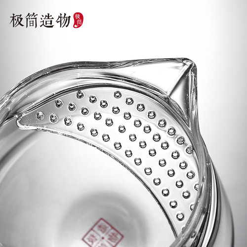 木把月牙公道杯带茶滤网日式玻璃公杯加厚分茶器茶漏一体茶海套装 - 图1