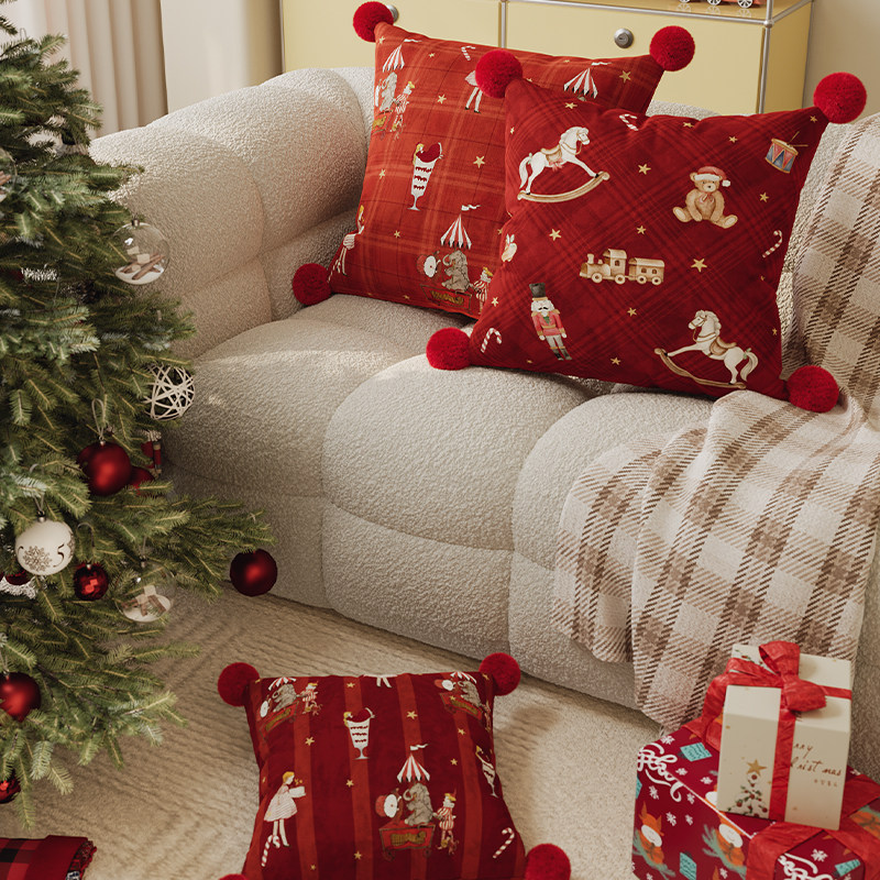 圣诞抱枕客厅沙发圣诞节装饰布置节日氛围感新年红色靠枕垫可拆洗,淘宝优惠券,粉丝福利购,淘宝优惠卷