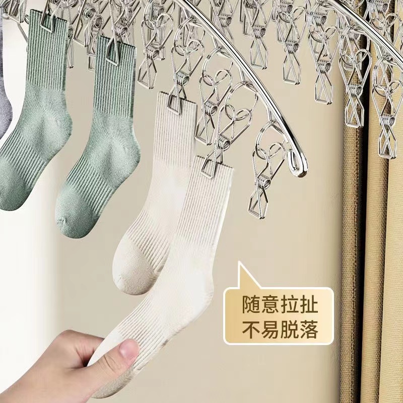 袜子晾衣架防风多夹子家用多功能内衣内裤挂钩宝宝不锈钢晒袜神器 - 图3