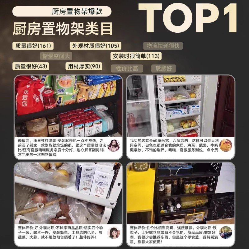 厨房菜篮子置物架多层落地收纳架台面家用水果蔬菜多功能收纳推车,淘宝优惠券,粉丝福利购,淘宝优惠卷