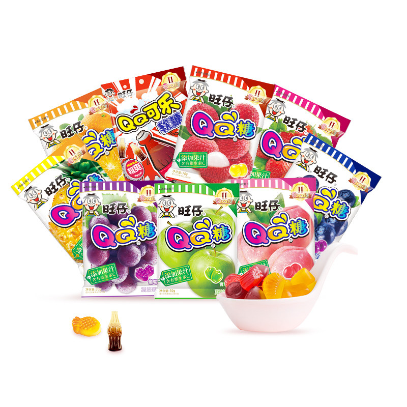 旺旺仔qq软糖70g大包装水果糖网红葡萄可乐味果汁橡皮糖果小零食,淘宝优惠券,粉丝福利购,淘宝优惠卷