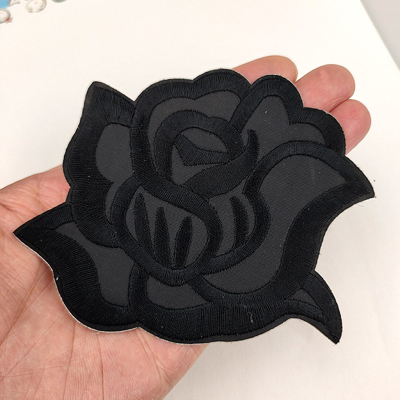 自粘黑色刺绣贴纯色花朵补丁贴布贴衣服羽绒服裤子补破洞图案贴花,淘宝优惠券,粉丝福利购,淘宝优惠卷