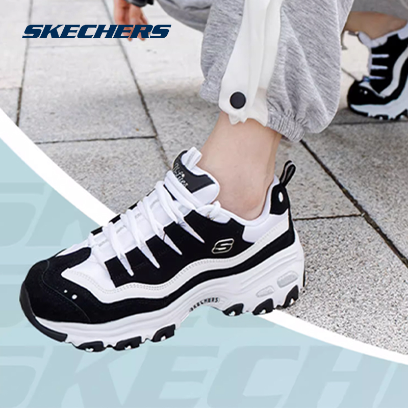 Skechers斯凯奇女鞋 秋季新款厚底黑白熊猫老爹鞋休闲运动鞋13141 - 图2