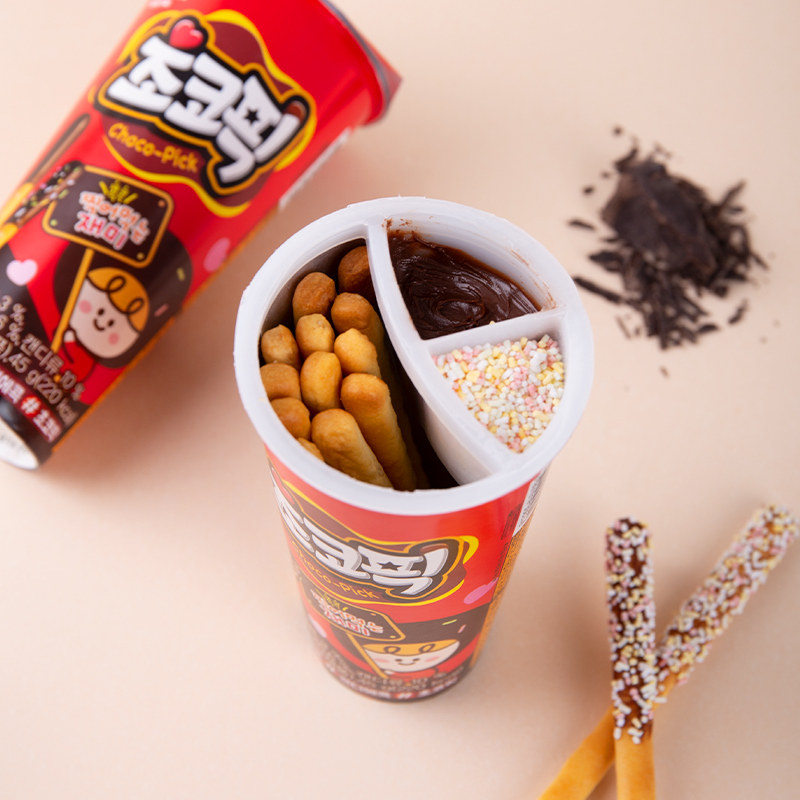 韩国进口海太巧克力味拇指蘸酱饼干45g儿童食玩DIY饼干蘸酱杯零食,淘宝优惠券,粉丝福利购,淘宝优惠卷