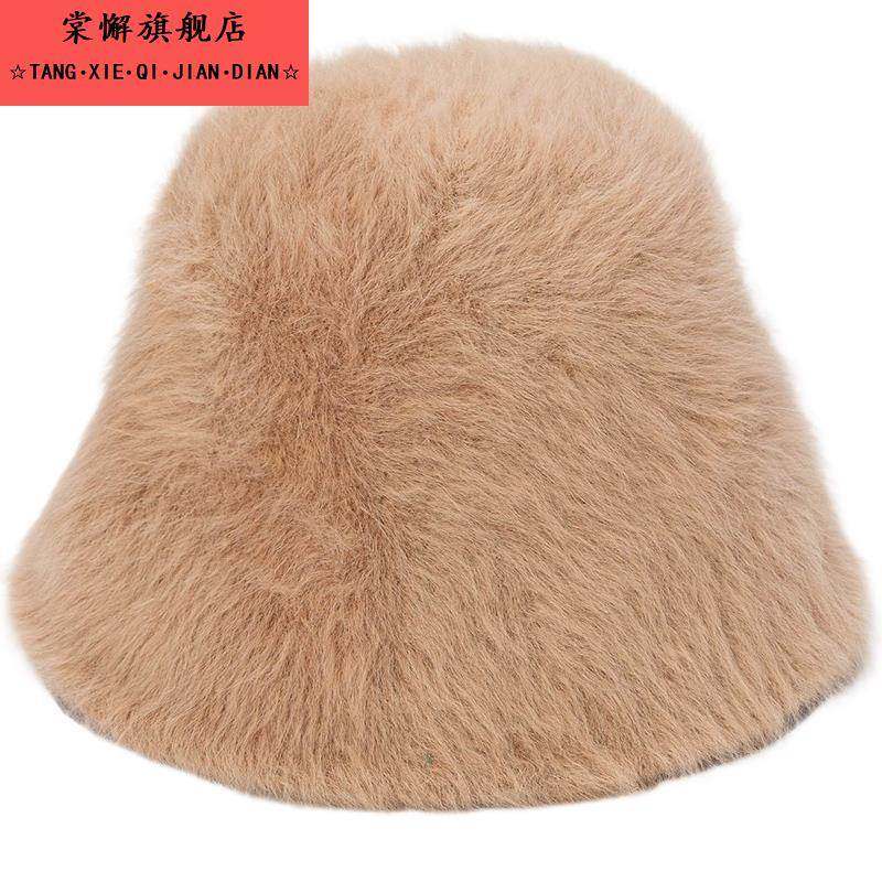 白色兔毛帽子女秋冬季毛绒渔夫帽大头围冬天毛毛水桶帽盆帽显脸小,淘宝优惠券,粉丝福利购,淘宝优惠卷