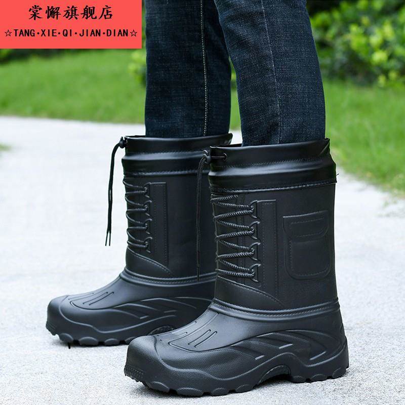 棉鞋男防水户外钓鱼雨鞋防滑保暖雨靴男士防寒冬季加绒加厚雪地靴 - 图2
