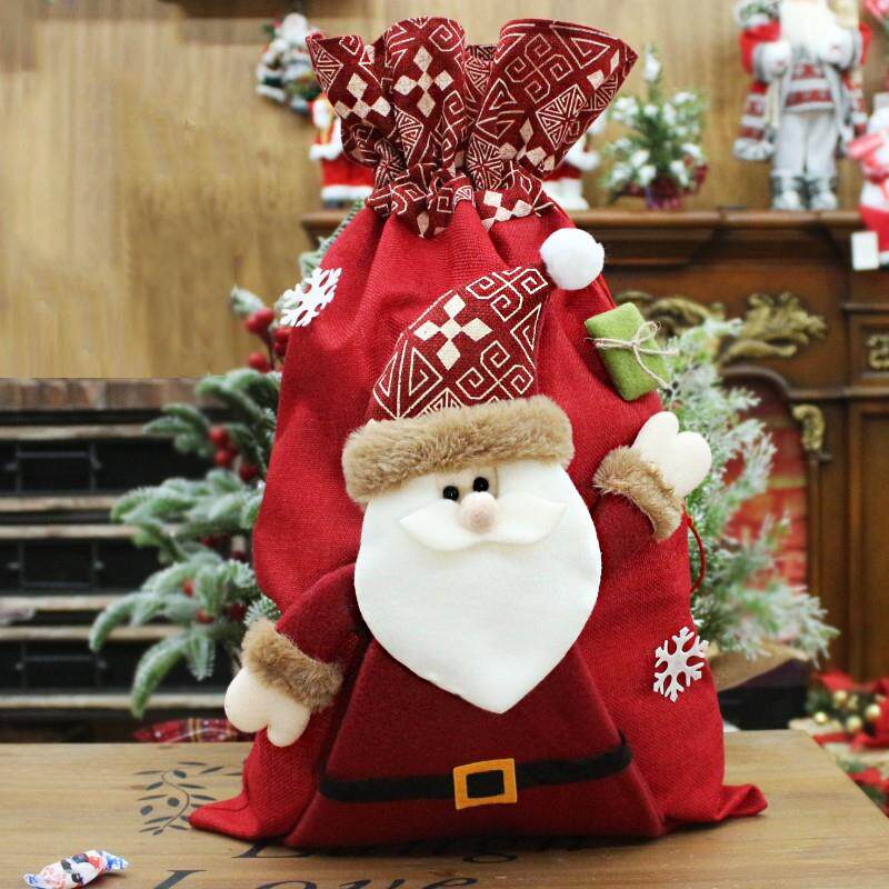 圣诞节礼物袋儿童礼品包装袋圣诞老人大背包手提袋平安夜苹果袋子