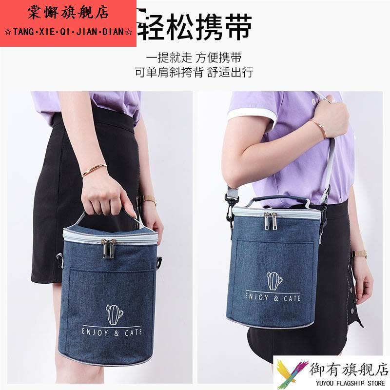 圆形保温桶手提袋饭盒袋子铝箔加厚饭桶套长效保温外套带饭便当包 - 图2