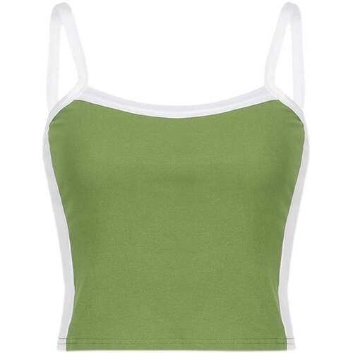 Vintage Tank Top WomenKnitted Crop Tops Sexy Basic Patchwork - 图3