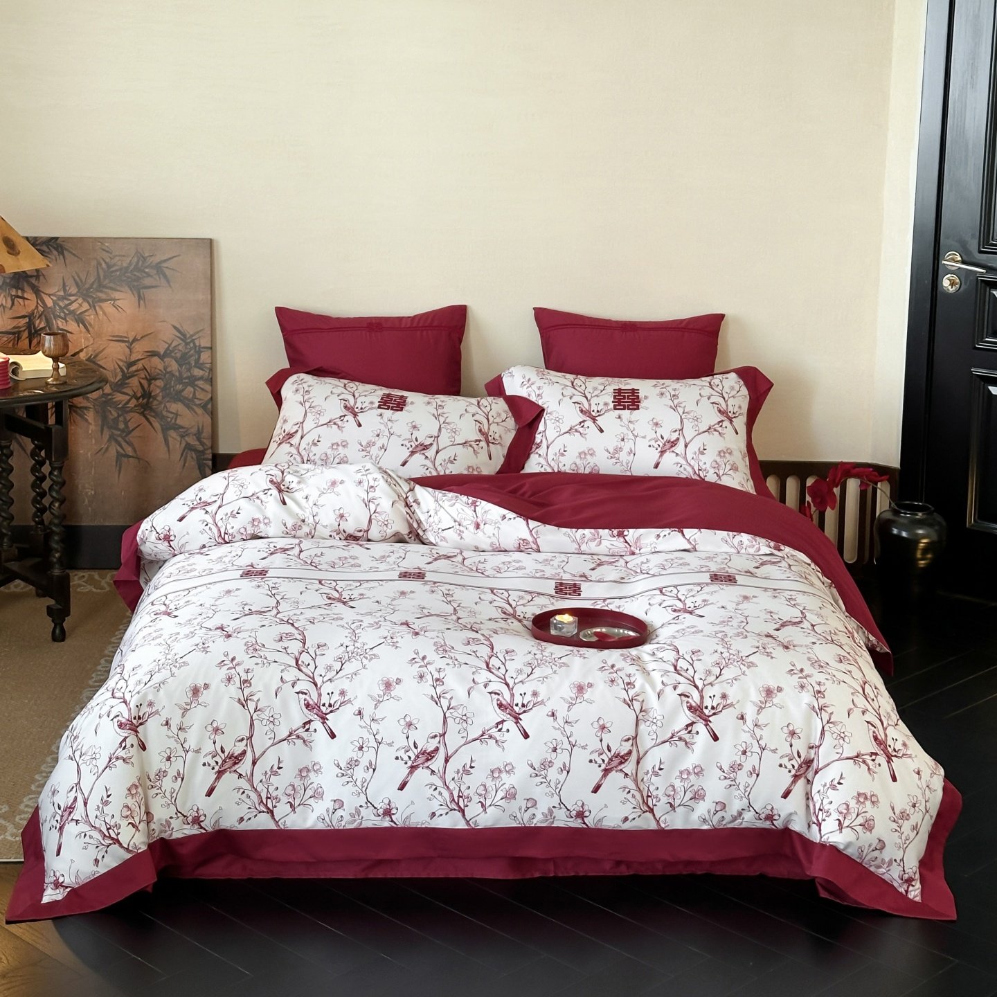 喜庆全棉100S长绒棉数码印花四件套秋冬婚庆被套床单四季床上用品,淘宝优惠券,粉丝福利购,淘宝优惠卷