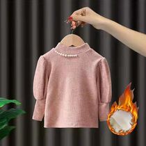 Girl gush with undershirt 202 new children semi-high collar T-shirt for children knitted blouse for womens autumn and winter clothing