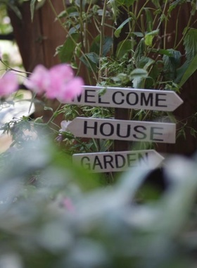 ins日系外贸木制花园装饰花插牌