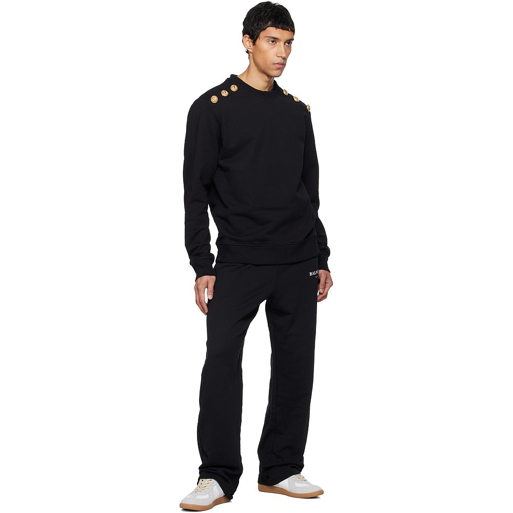 香港直邮Balmain 巴尔曼 男士 黑色 Paris Writing 运动裤 FH2PQ4 - 图2