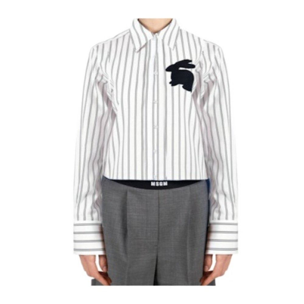 香港直邮MSGM 女士衬衫 3941MDE24X25763001 AW2025 白色 条纹兔,淘宝优惠券,粉丝福利购,淘宝优惠卷