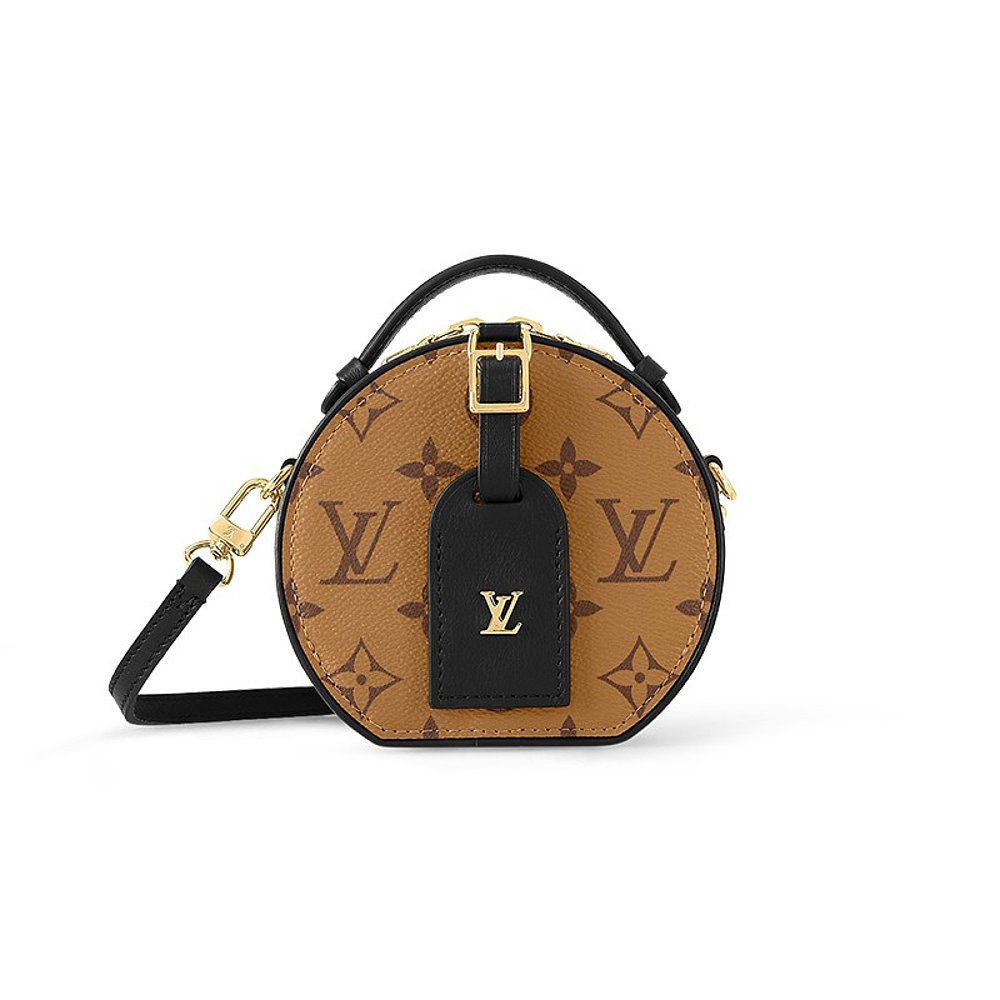 自营｜Louis Vuitton/路易威登女士驼色帆布老花牛皮圆饼手提包-图2