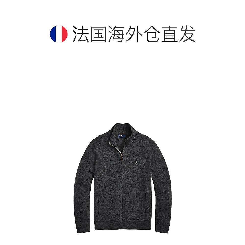 欧洲直邮RALPH LAUREN/拉夫劳伦 男士黑色全拉链羊毛毛衣