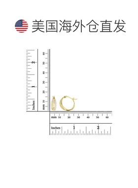 美国直邮纯银方晶锆石交叉环状耳环（也可采用 14【付后1h可退】