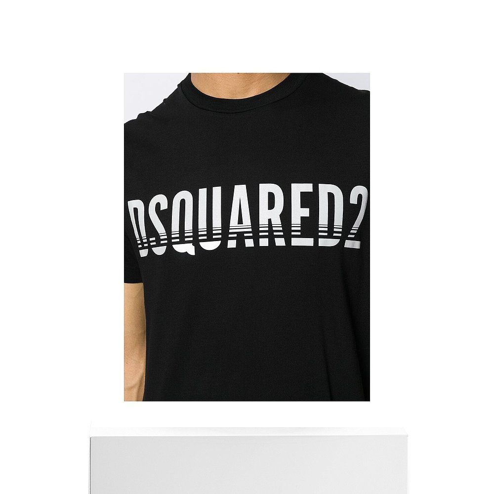 香港直邮Dsquared2黑色徽标印花T恤 S74GD0577S21600短袖圆领-图3