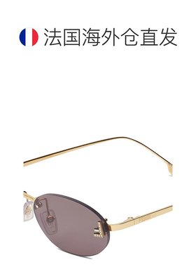 欧洲直邮FENDI芬迪 23新款First系列女士灰色镜片银色椭圆框墨镜