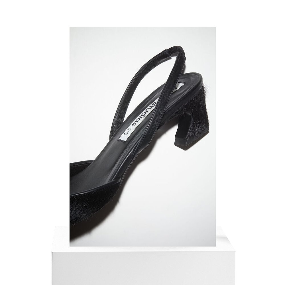 欧洲直邮Acne Studios艾克妮女士高跟鞋黑色休闲舒适搭扣露跟尖头 - 图3