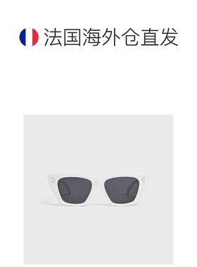 欧洲直邮CELINE/赛琳24新款 男女通用白色醋酸框灰镜片猫眼形墨镜