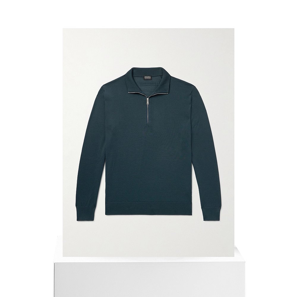 香港直邮Zegna 杰尼亚 男士 修身羊毛半拉链毛衣 UFM00A9128T09 - 图3
