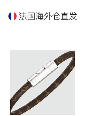 1h可退 欧洲直邮LV/路易威登 男士银色/棕色金属/帆布手链新款