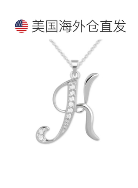 【美国直邮】纯银钻石 K 字母 18 英寸吊坠项链（1/10 克拉总重）