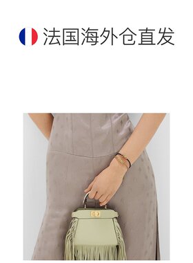 1h可退 欧洲直邮FENDI/芬迪 女士褐色小羊皮/黄铜手链