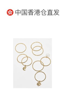 香港直邮ASOS 女士 Curve multi-pack 设计吊坠吊饰色调戒指(金色
