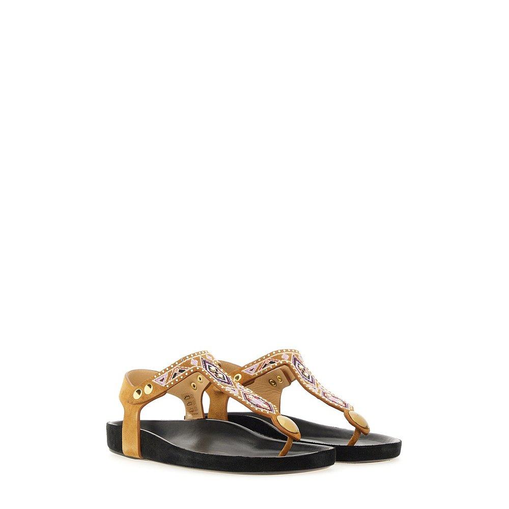 香港直邮Isabel Marant 伊莎贝尔·玛兰 女士 刺绣铆钉平底凉鞋 S,淘宝优惠券,粉丝福利购,淘宝优惠卷