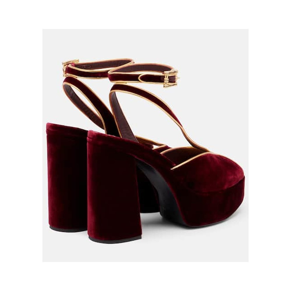 香港直邮Etro 艾特罗 女士 120 天鹅绒防水台凉鞋单鞋 - 图0