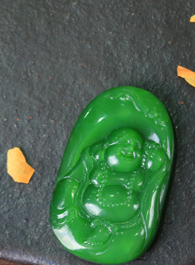 安道子和田玉山水料佛像吊坠山料