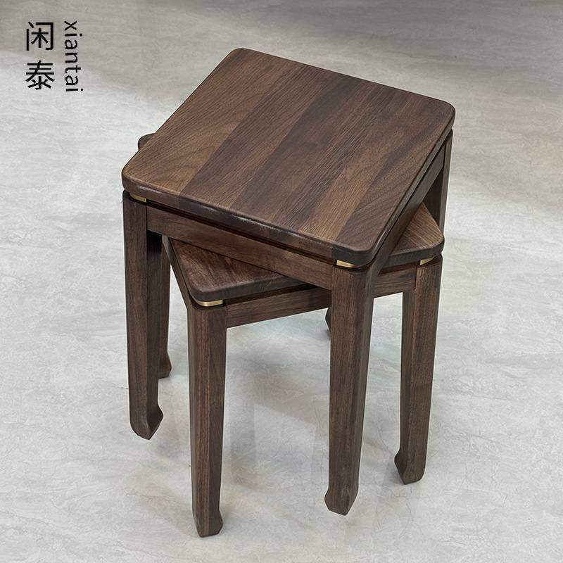 北美黑胡桃木高脚凳带叠加奢书桌脚餐马蹄轻学习可餐凳凳铜凳整装,淘宝优惠券,粉丝福利购,淘宝优惠卷
