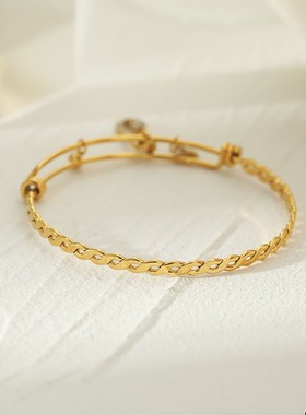 欧美镶钻轻奢18K镀金手镯高级感