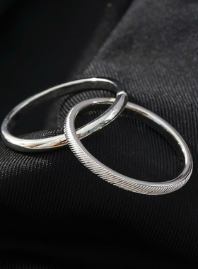 双环叠戴戒指18K镀白金欧美极简